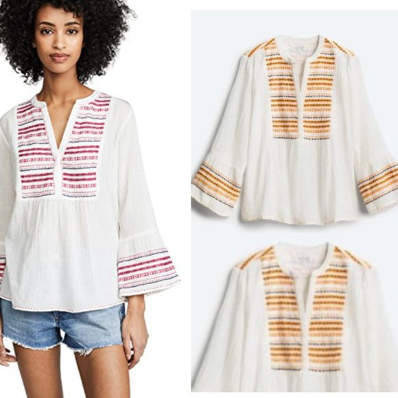 Velvet by Graham & Spencer Zaley Cotton Blouse szL - Picture 15 of 15